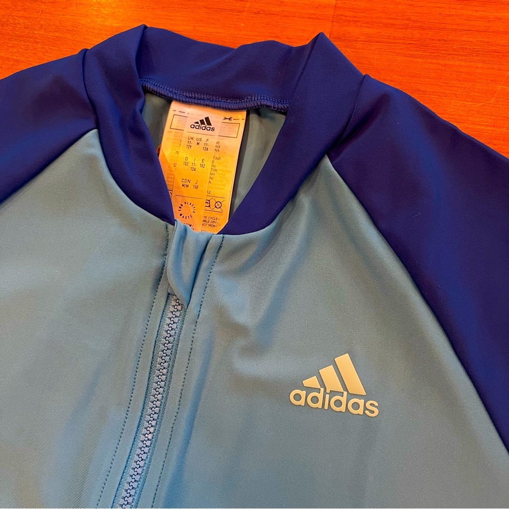 ADIDAS Kid’s Long Sleeve Zip-Up Rashguard - Picture 2 of 7